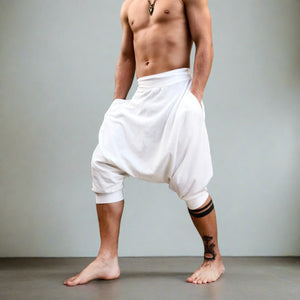 Ceremonial White | Shorter Drop Pants | Him