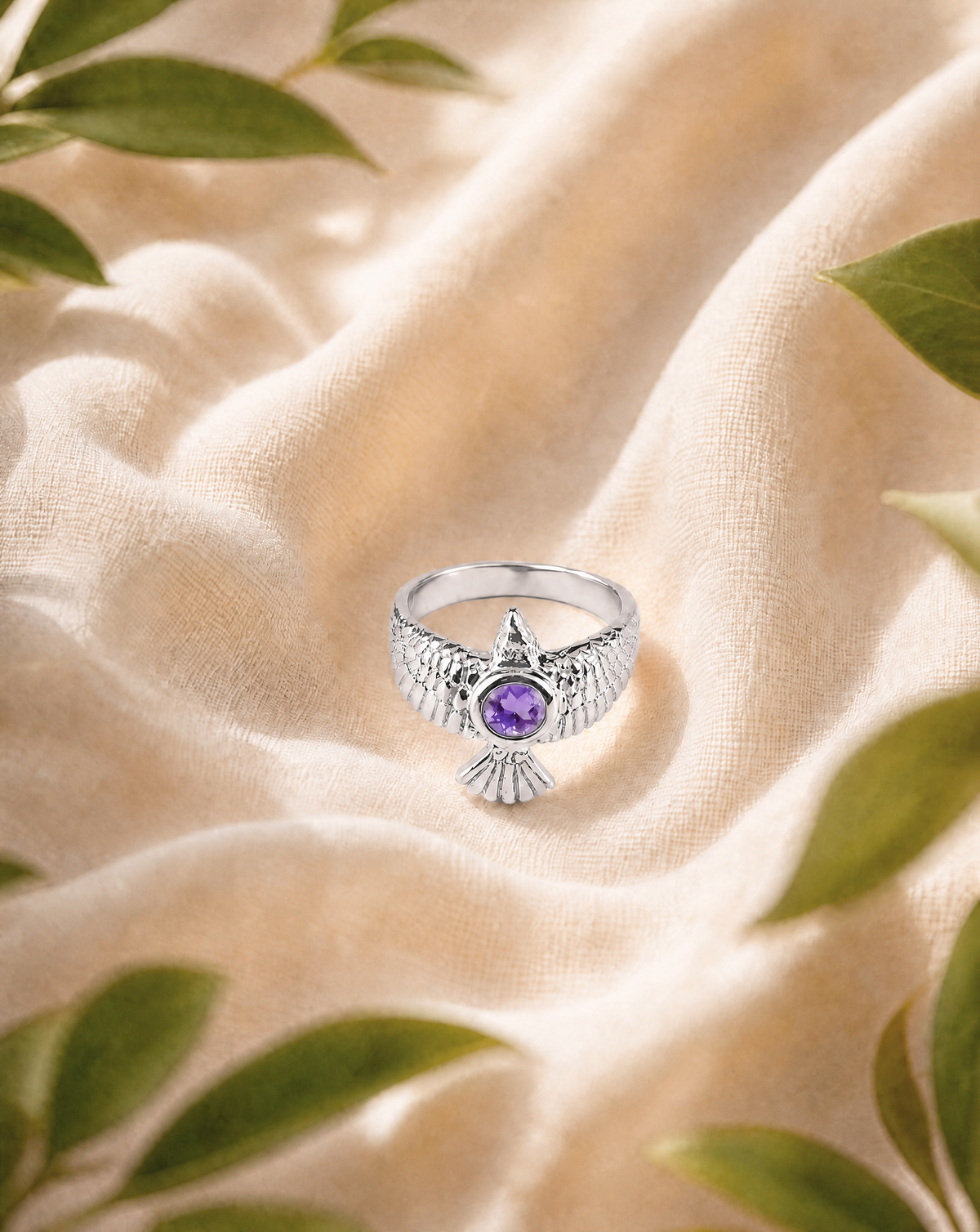 DreamWeaver Amethyst Ring, Silver