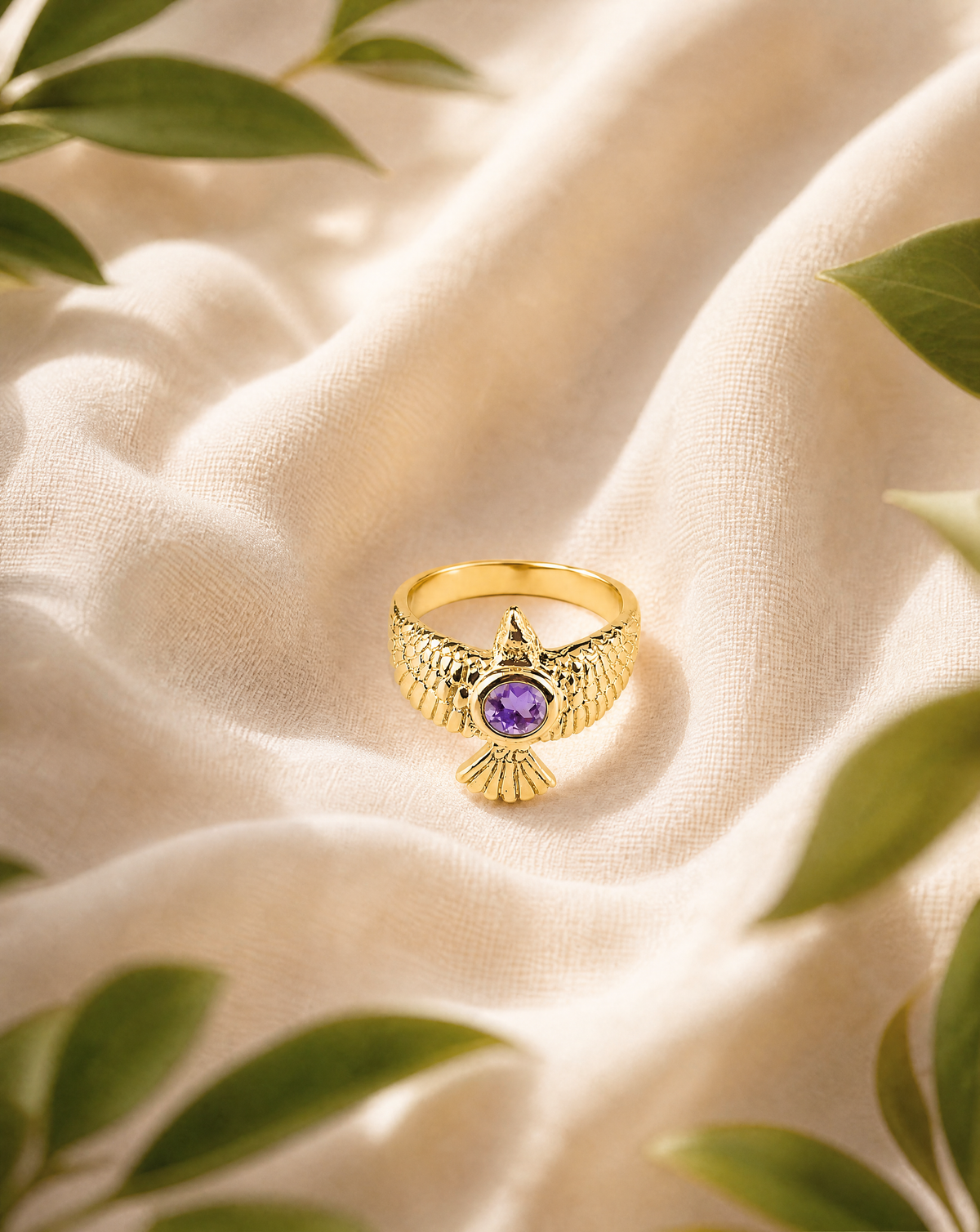 DreamWeaver Amethyst Ring, Gold