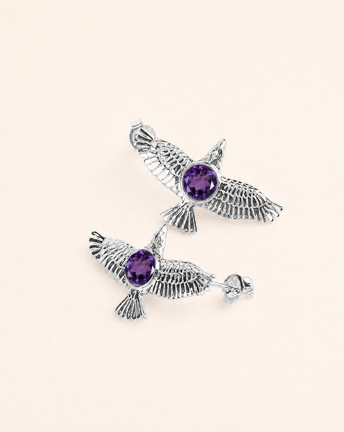 DreamWeaver Amethyst Stud Earings — Silver