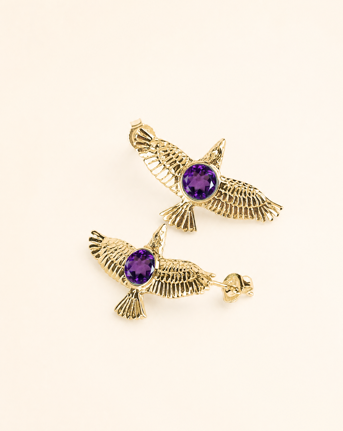 DreamWeaver Amethyst Stud Earings — Gold