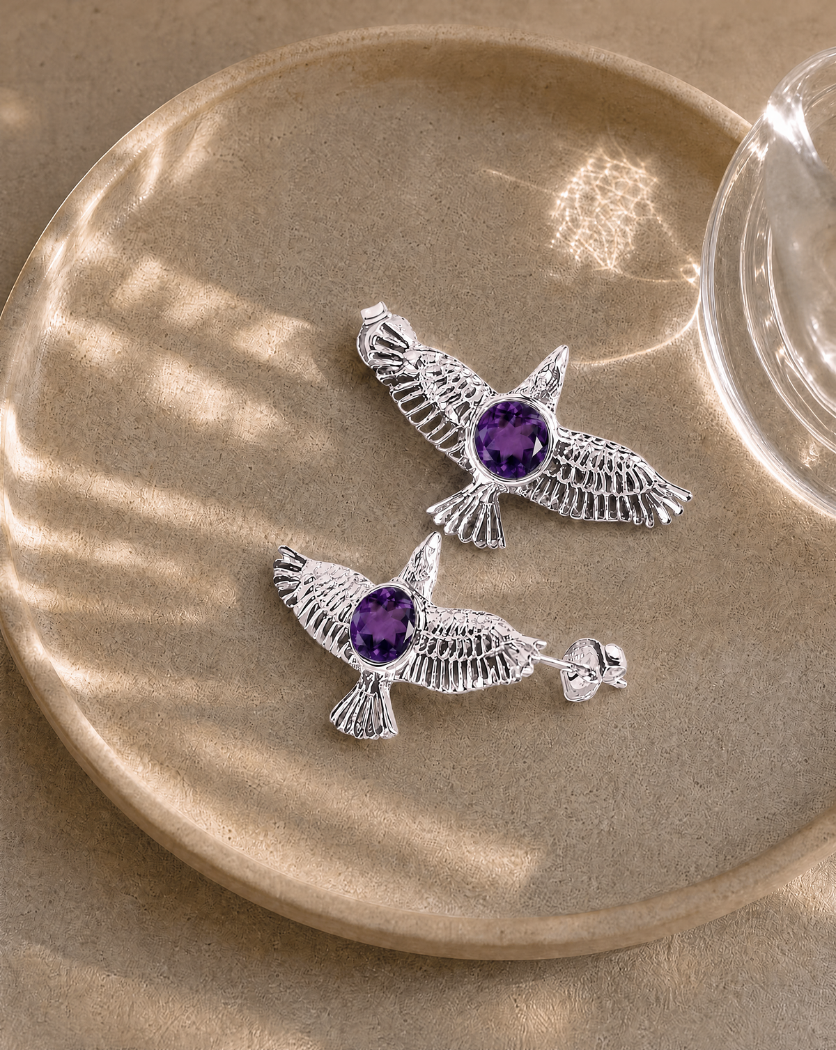 DreamWeaver Amethyst Stud Earings — Silver