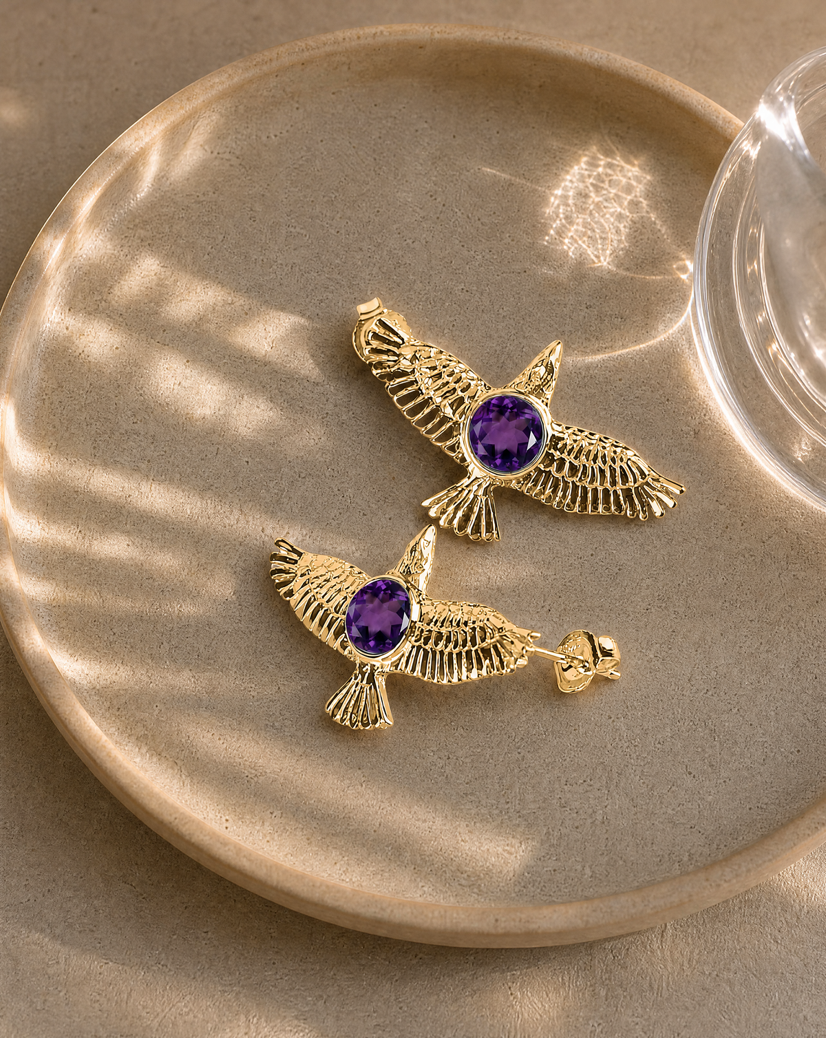 DreamWeaver Amethyst Stud Earings — Gold