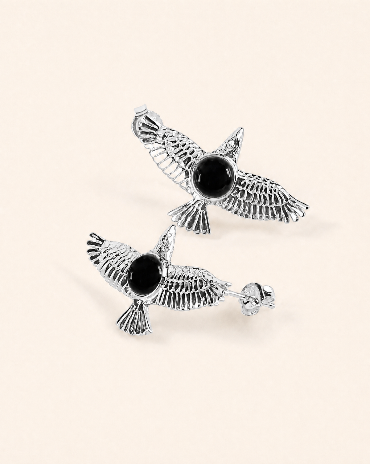 DreamWeaver Black Tourmaline Stud Earings — Silver