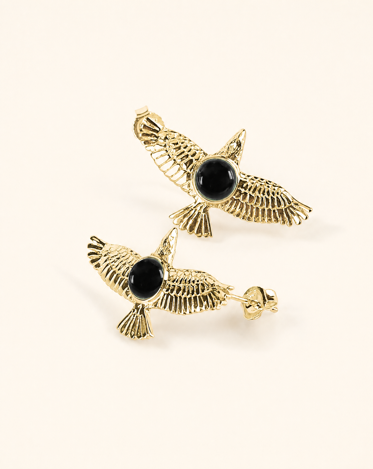DreamWeaver Black Tourmaline Stud Earings — Gold