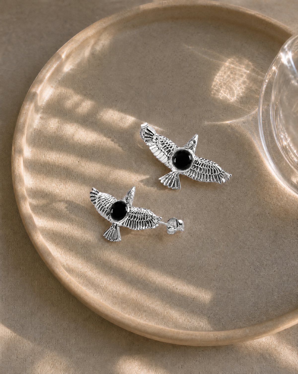 DreamWeaver Black Tourmaline Stud Earings — Silver