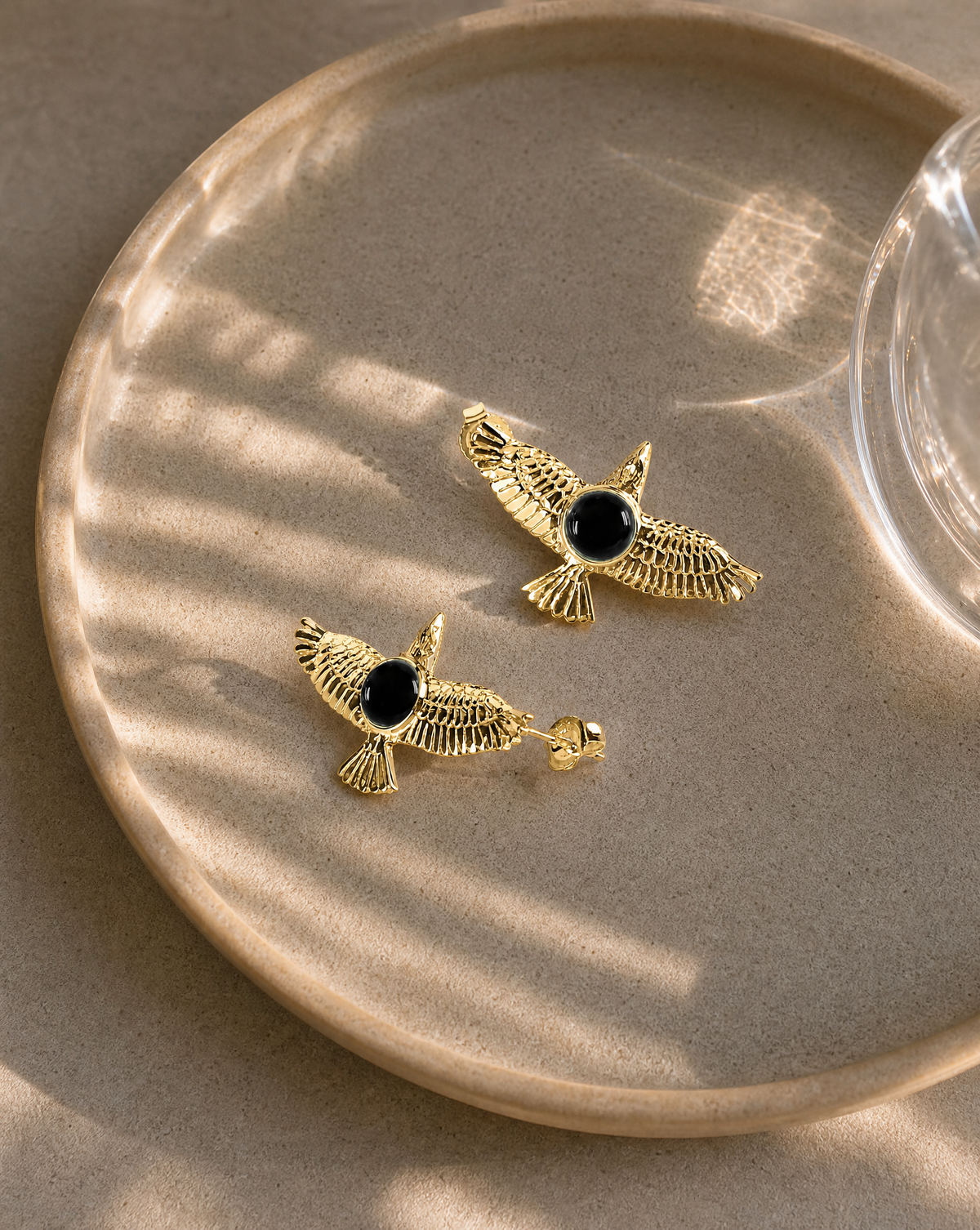 DreamWeaver Black Tourmaline Stud Earings — Gold