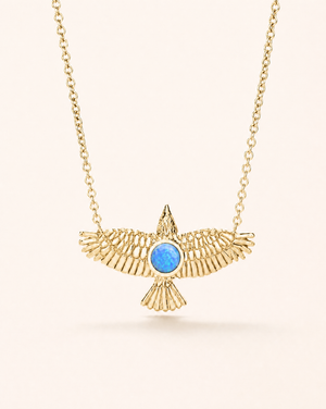 The DreamWeaver Blue Opal Pendant — Gold