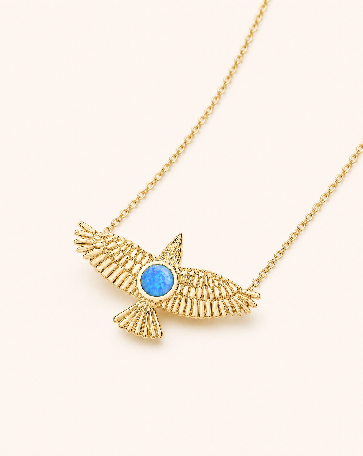 The DreamWeaver Blue Opal Pendant — Gold-2