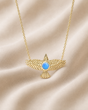 The DreamWeaver Blue Opal Pendant — Gold