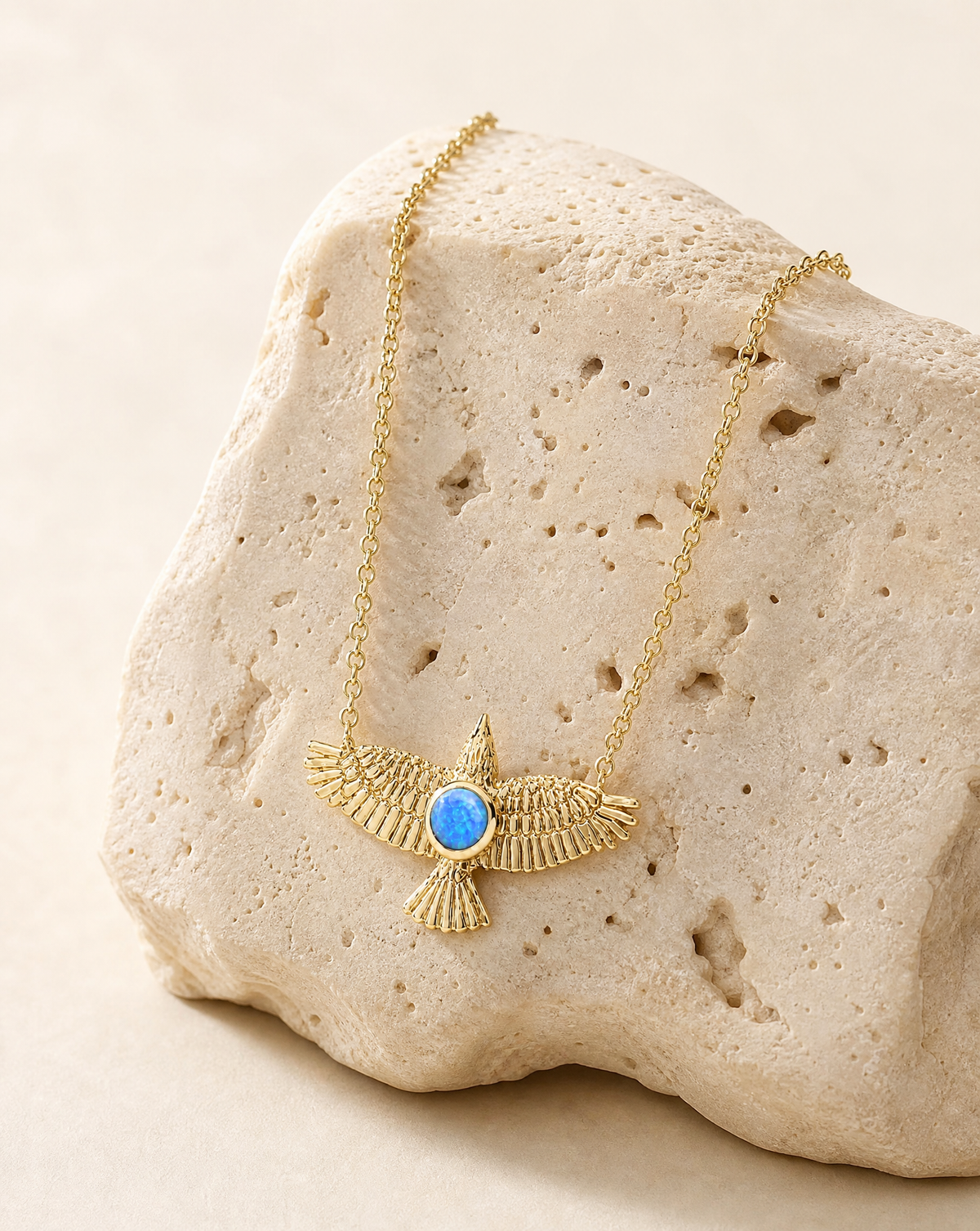The DreamWeaver Blue Opal Pendant — Gold-4