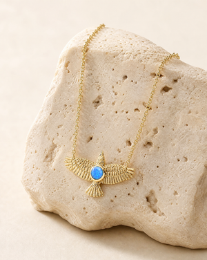 The DreamWeaver Blue Opal Pendant — Gold