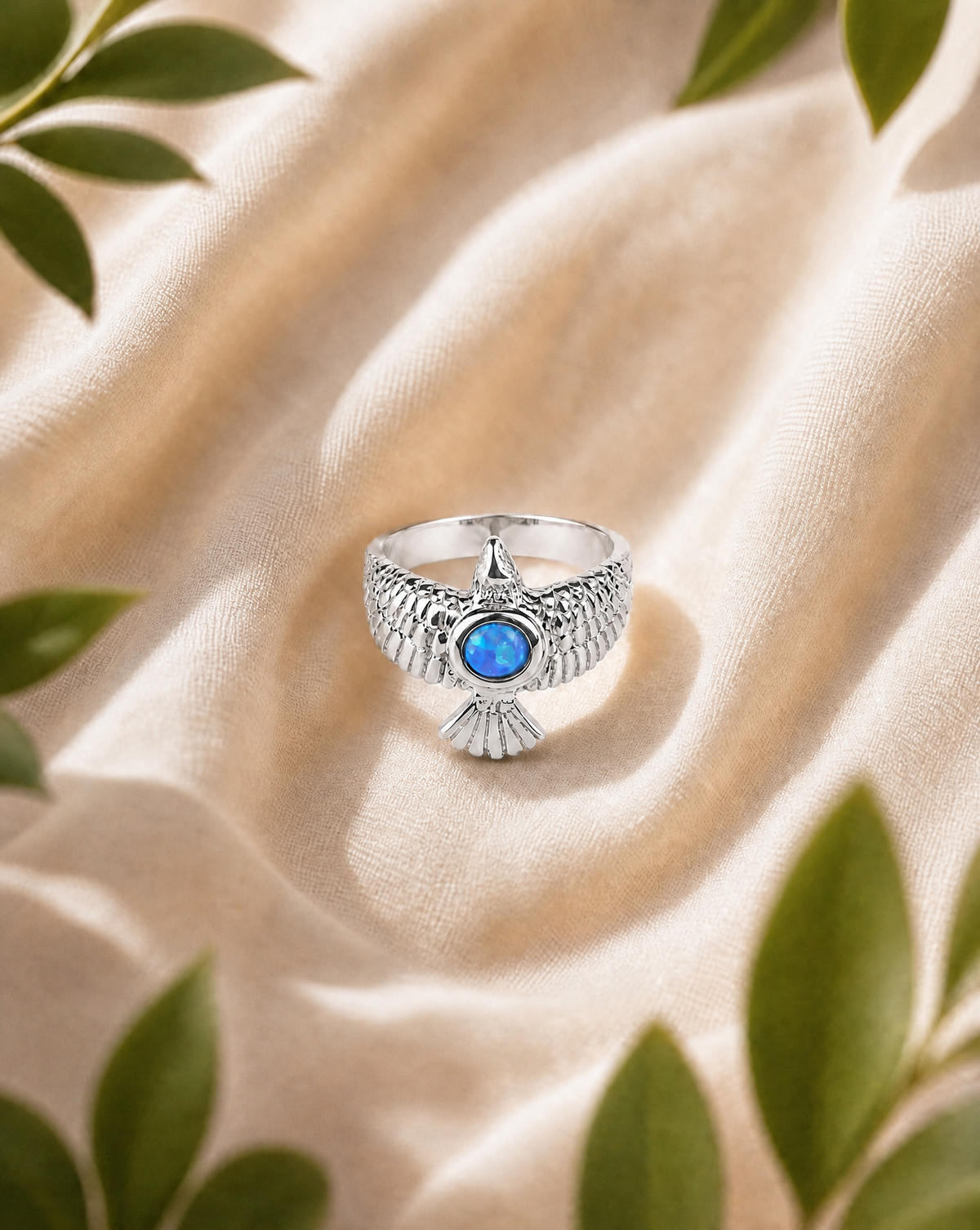 DreamWeaver Blue Opal Ring, Silver