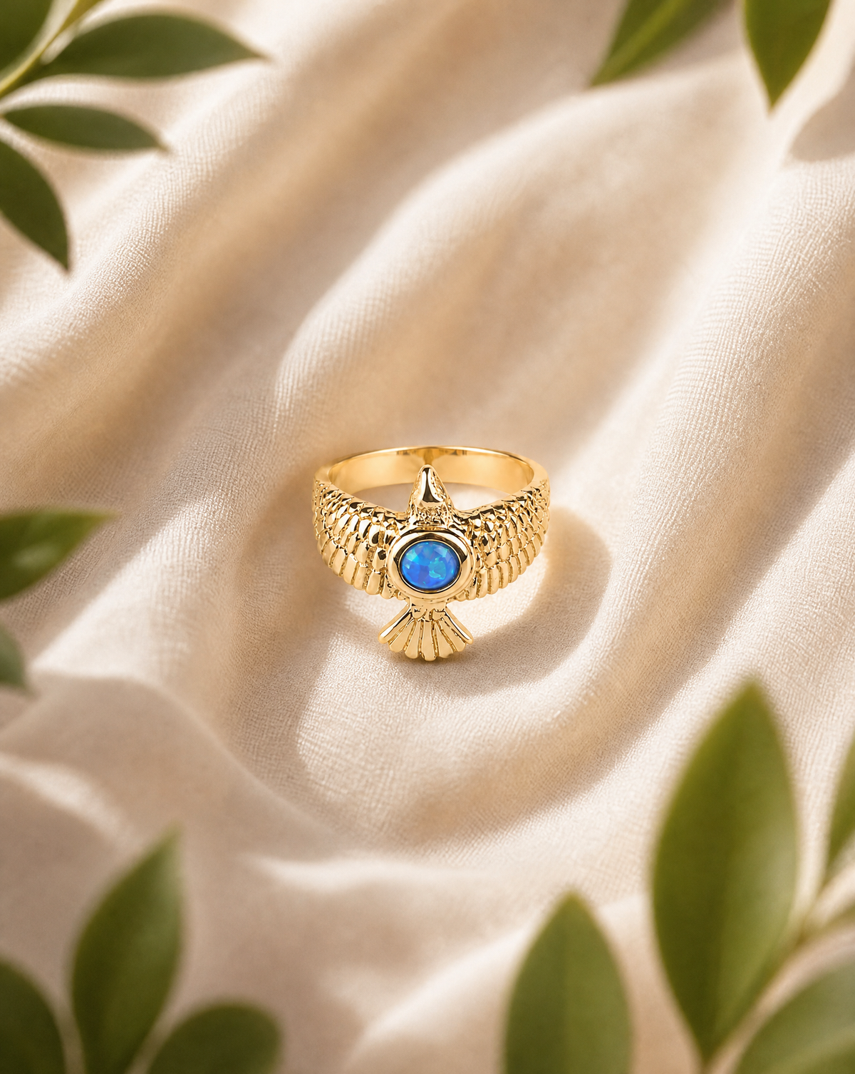 DreamWeaver Blue Opal Ring, Gold