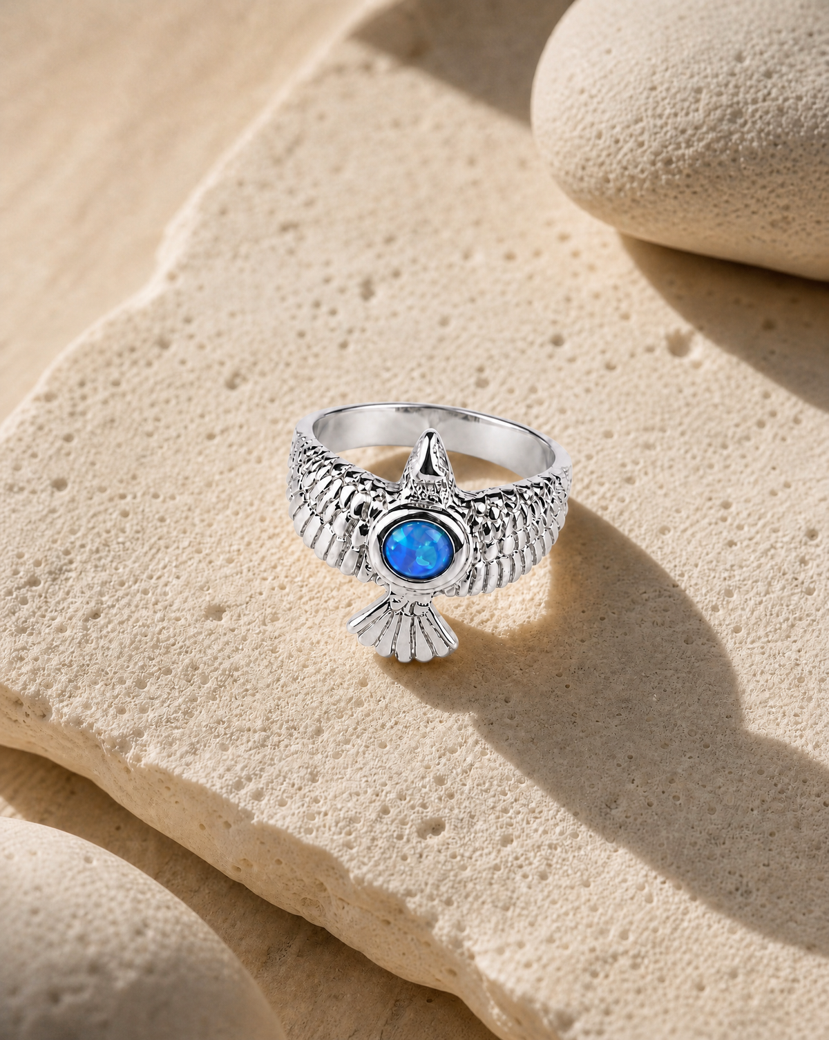 DreamWeaver Blue Opal Ring, Silver