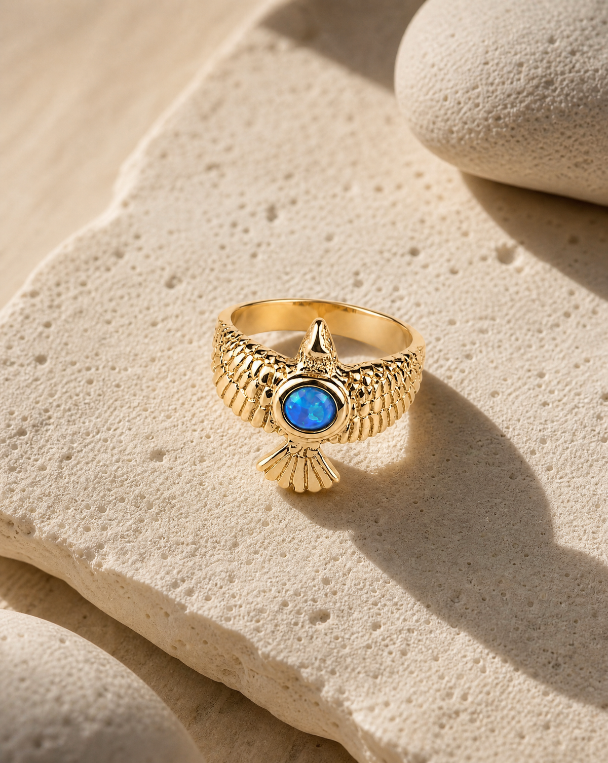 DreamWeaver Blue Opal Ring, Gold