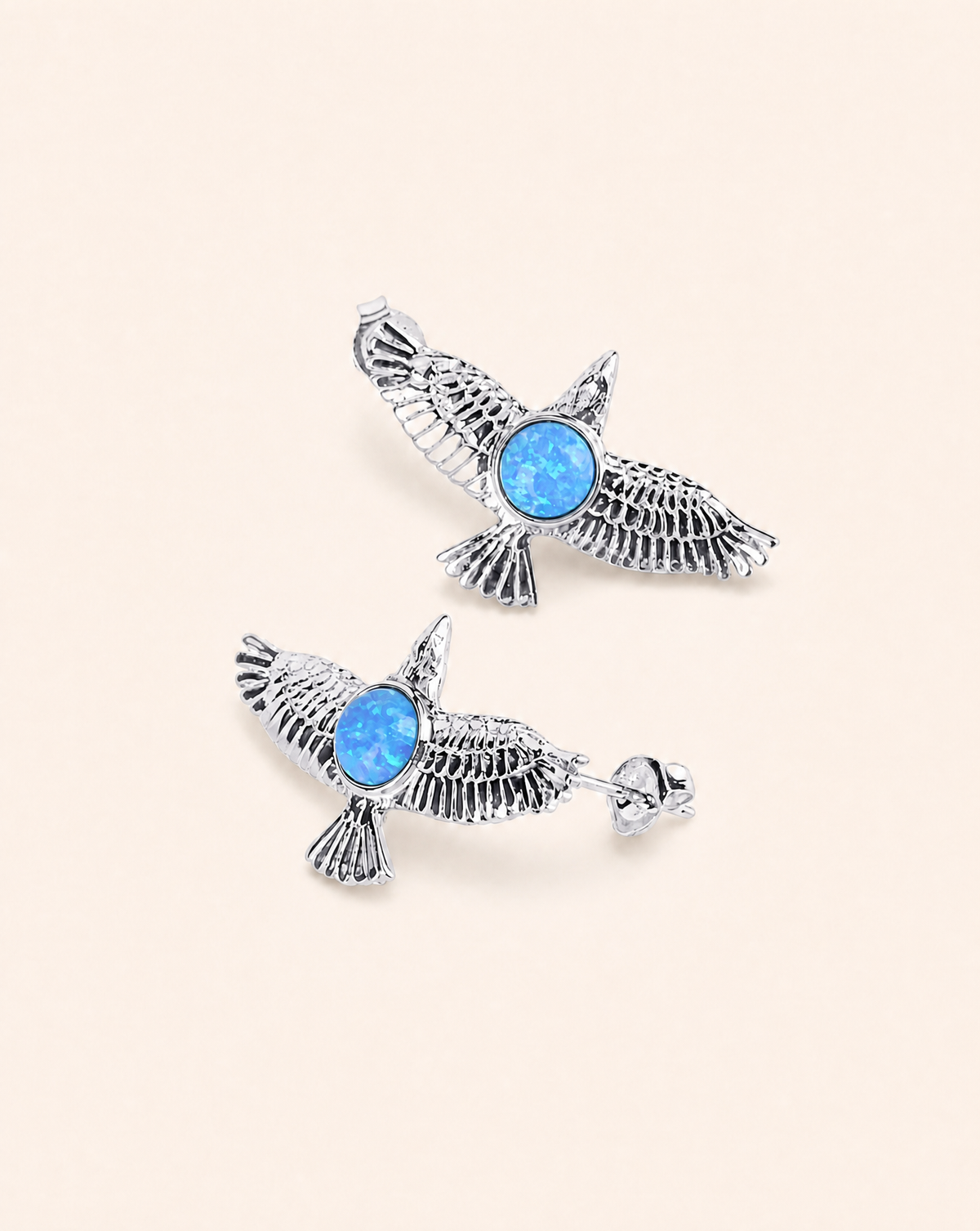 DreamWeaver Blue Opal Stud Earings — Silver-1