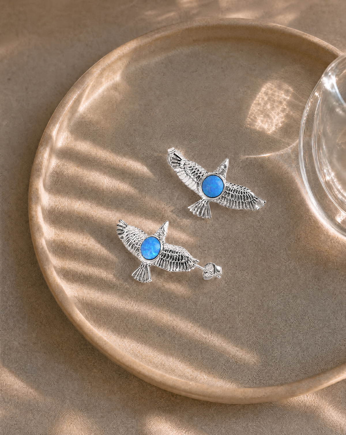 DreamWeaver Blue Opal Stud Earings — Silver-2