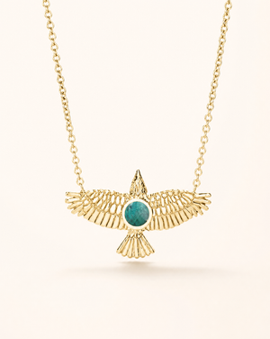 The DreamWeaver Chrysocolla Pendant — Gold
