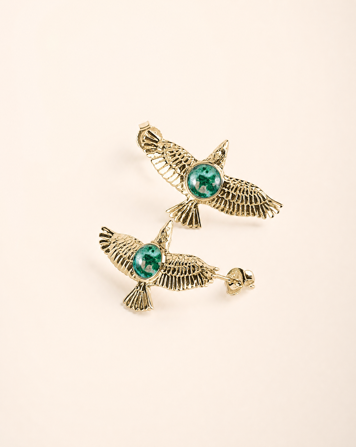DreamWeaver Chrysocolla Stud Earings — Gold