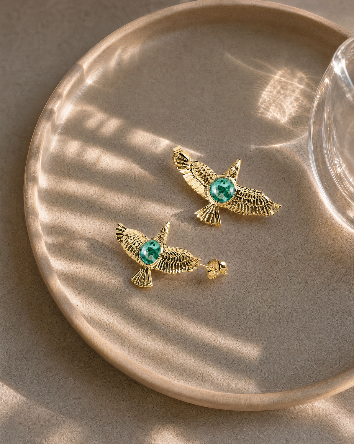DreamWeaver Chrysocolla Stud Earings — Gold-2