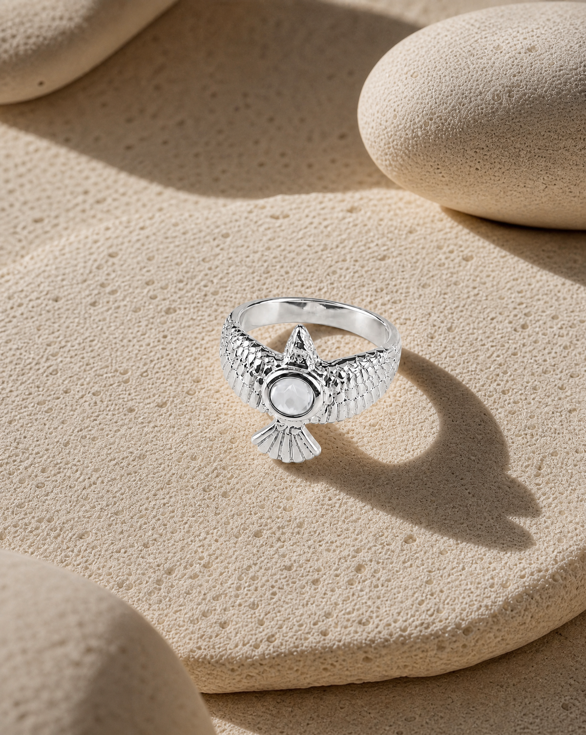 DreamWeaver Clear Quartz Ring, Silver