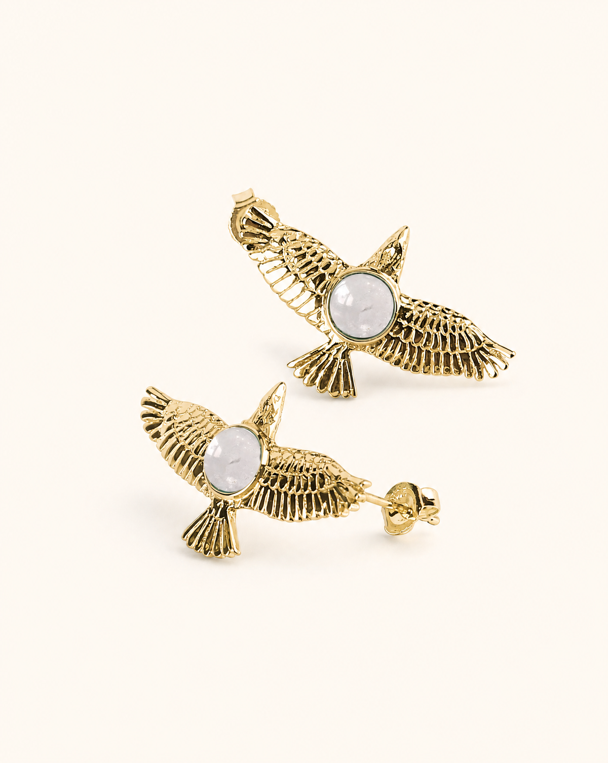 DreamWeaver Clear Quartz Stud Earings — Gold