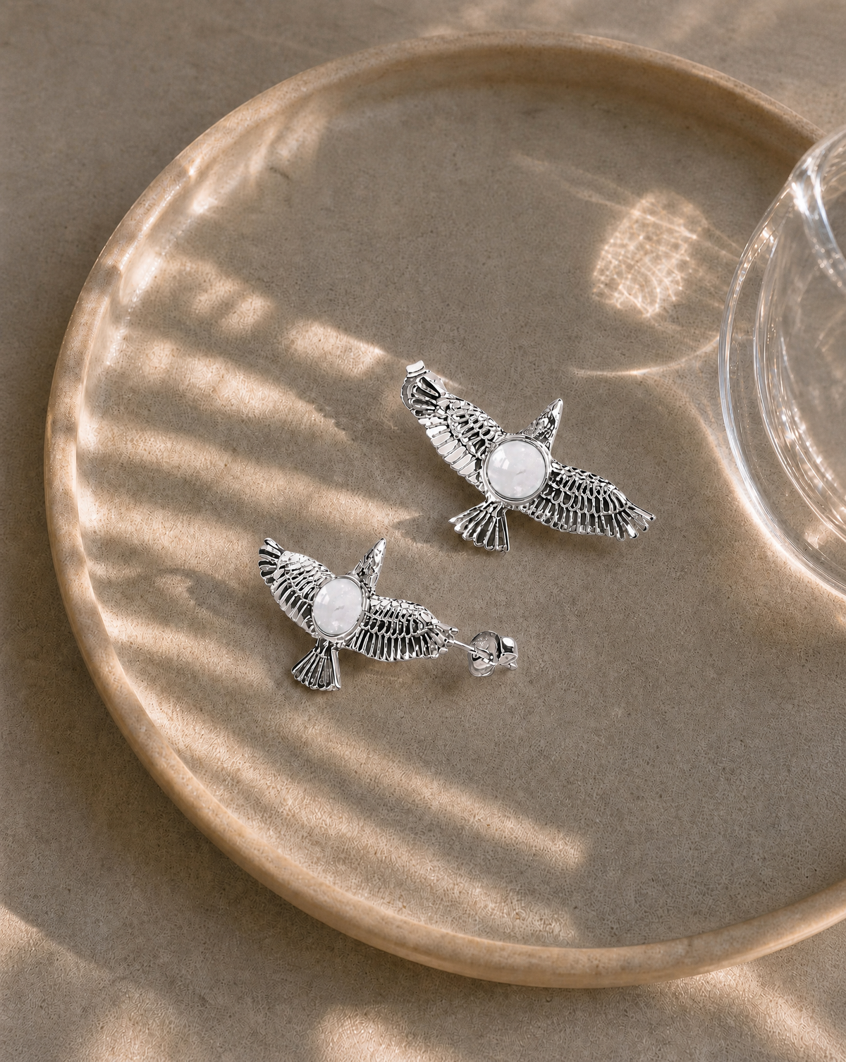 DreamWeaver Clear Quartz Stud Earings — Silver-2