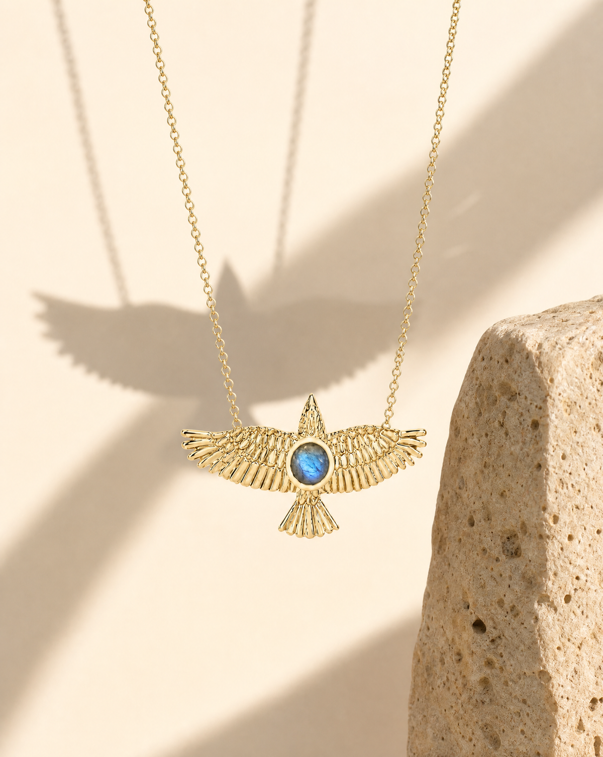 The DreamWeaver Labradorite Pendant — Gold-4