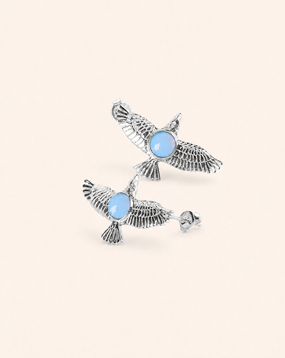 DreamWeaver Opalite Stud Earings — Silver-1