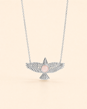 The DreamWeaver Rose Quartz Pendant — Silver