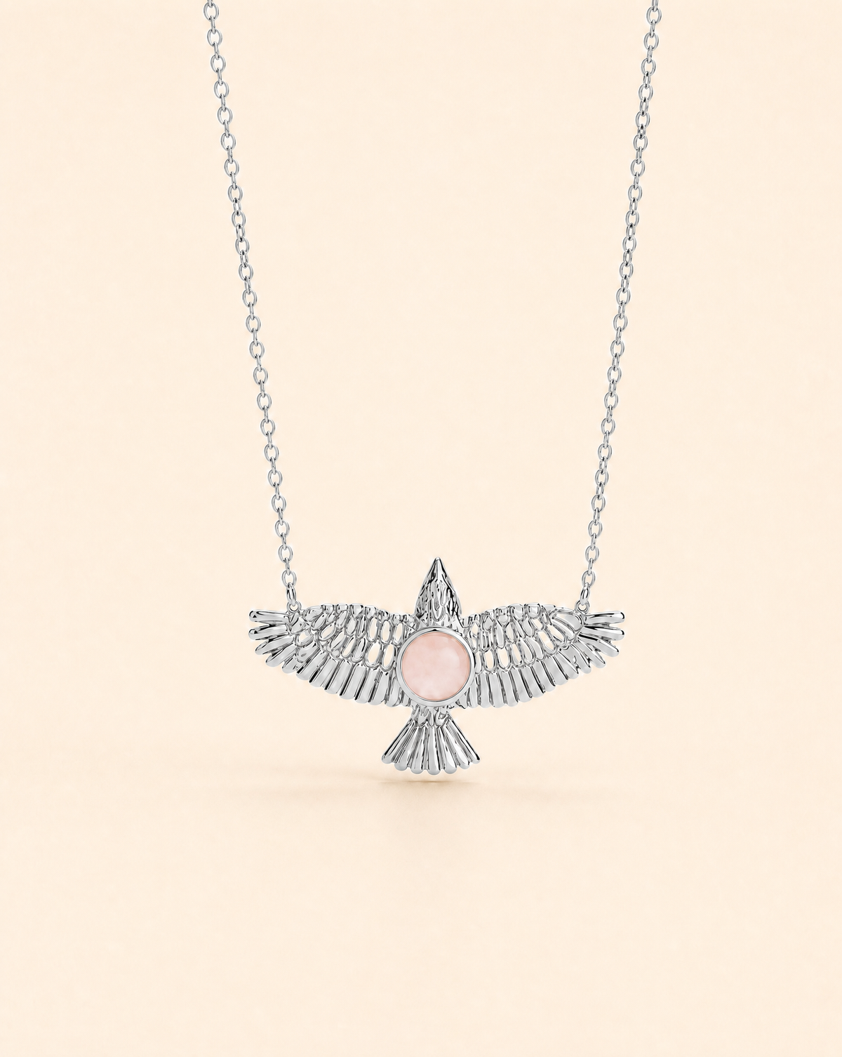 The DreamWeaver Rose Quartz Pendant — Silver