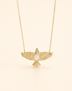 The DreamWeaver Rose Quartz Pendant — Gold