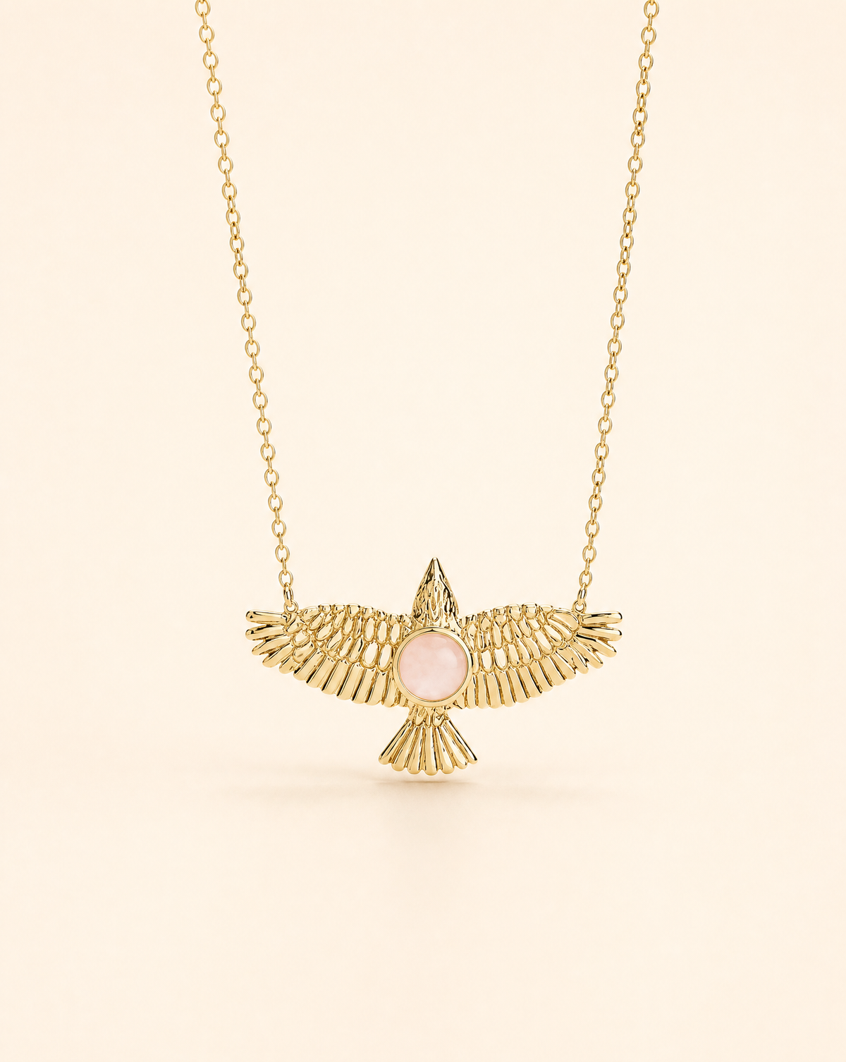 The DreamWeaver Rose Quartz Pendant — Gold