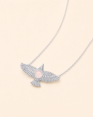 The DreamWeaver Rose Quartz Pendant — Silver