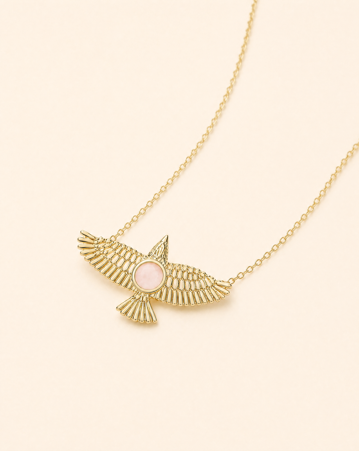 The DreamWeaver Rose Quartz Pendant — Gold-2