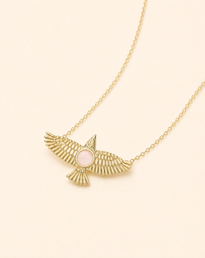 The DreamWeaver Rose Quartz Pendant — Gold