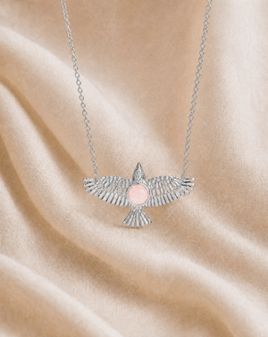 The DreamWeaver Rose Quartz Pendant — Silver