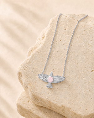 The DreamWeaver Rose Quartz Pendant — Silver