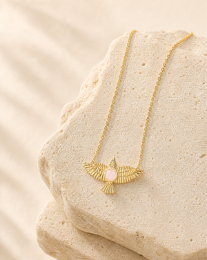 The DreamWeaver Rose Quartz Pendant — Gold