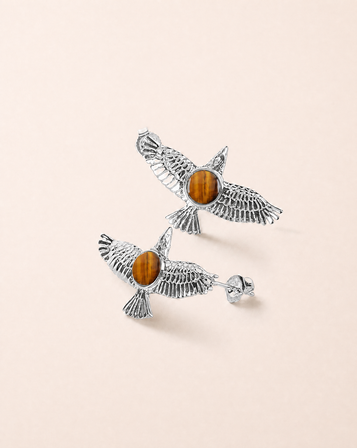 DreamWeaver Tiger's Eye Stud Earings — Silver-1