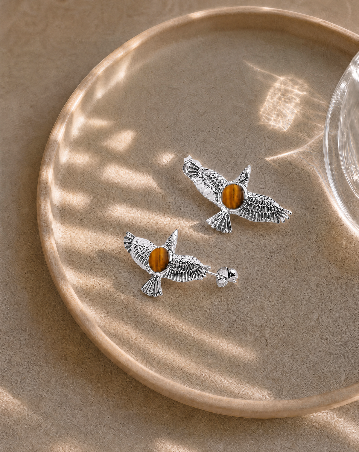 DreamWeaver Tiger's Eye Stud Earings — Silver-2