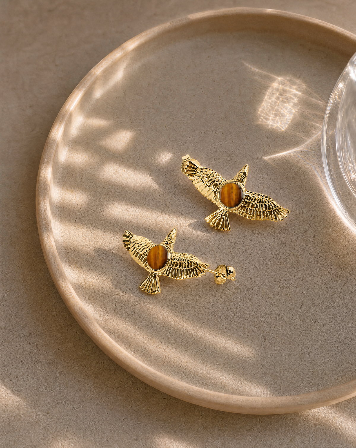 DreamWeaver Tiger's Eye Stud Earings — Gold-2