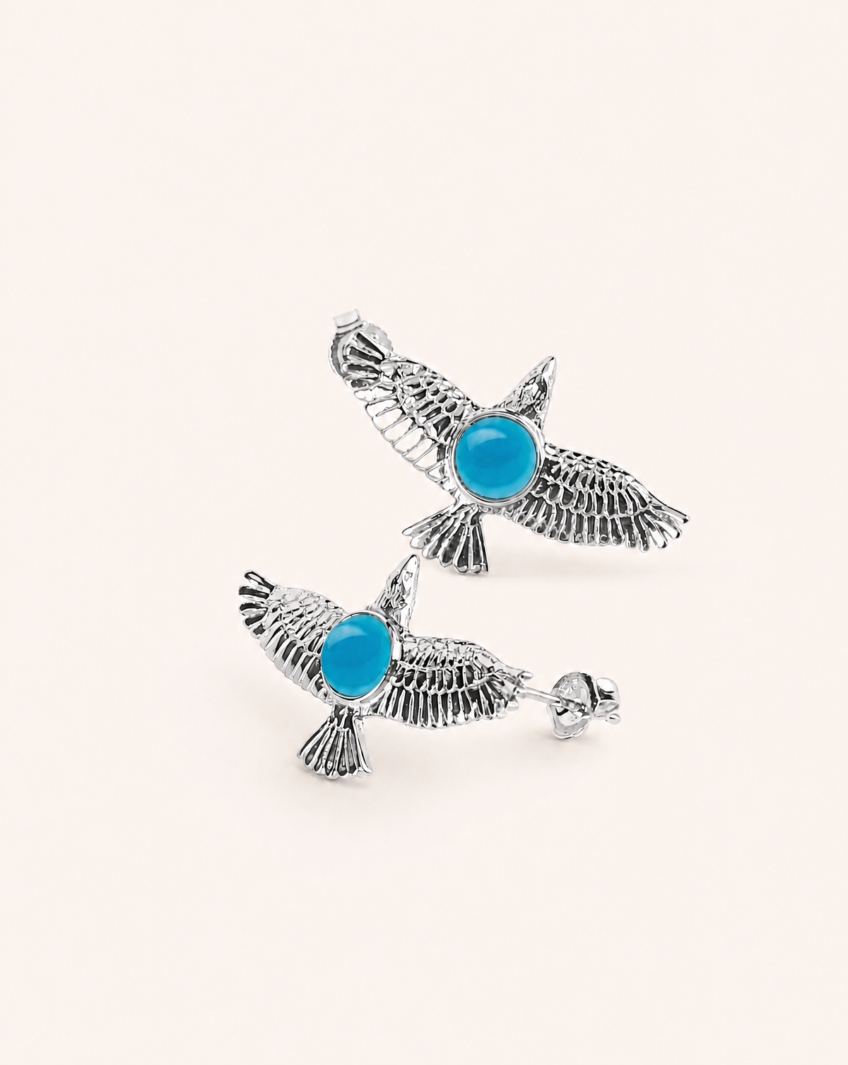 DreamWeaver Turquoise Stud Earings — Silver-1