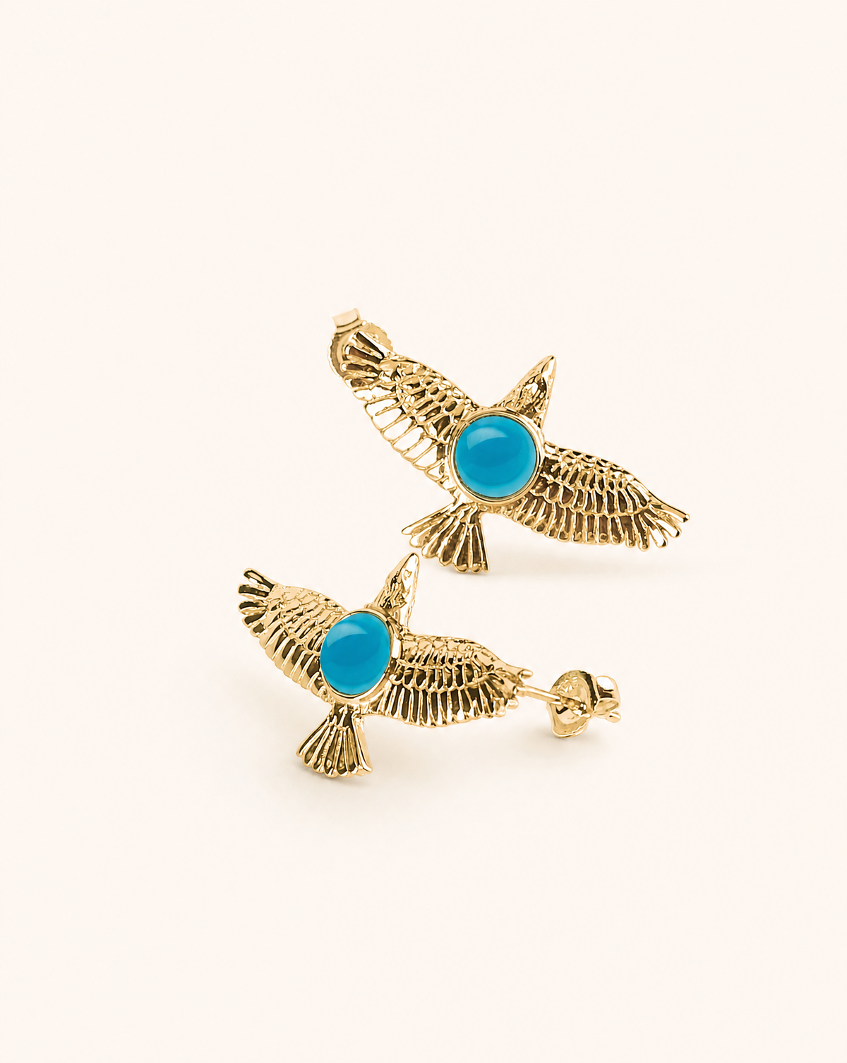 DreamWeaver Turquoise Stud Earings — Gold