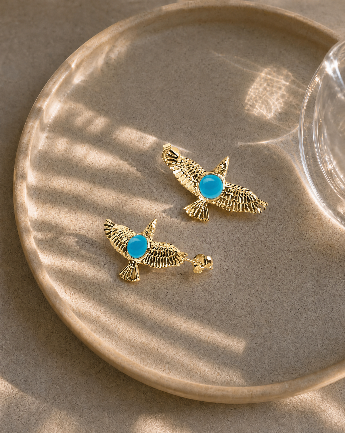 DreamWeaver Turquoise Stud Earings — Gold
