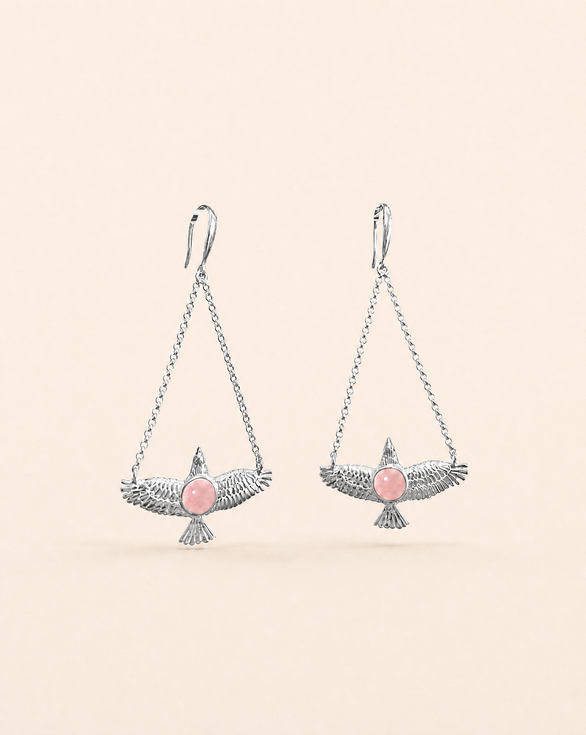 DreamWeaver Rose Quartz Earrings — Silver