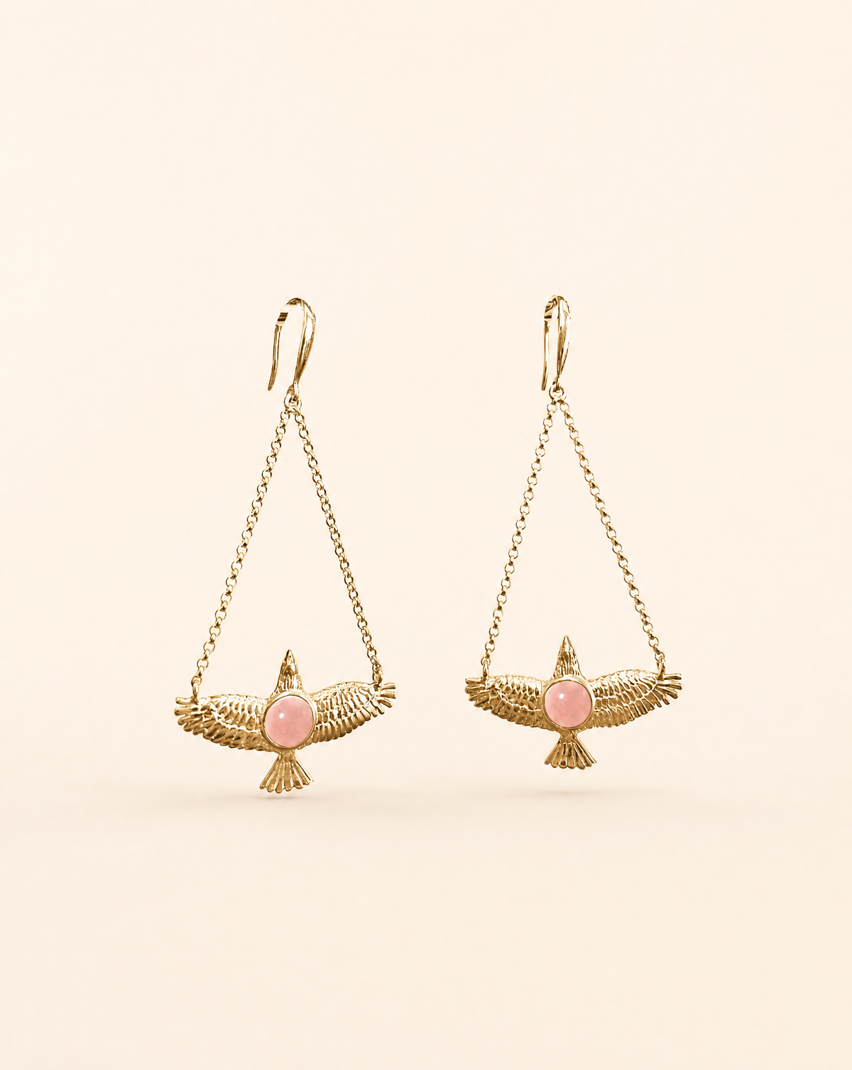 DreamWeaver Rose Quartz Earrings — Gold