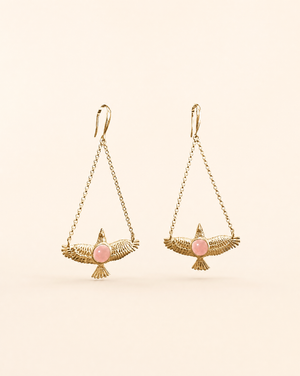DreamWeaver Rose Quartz Earrings — Gold