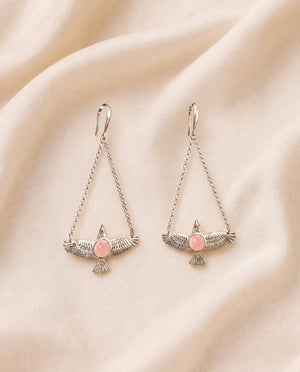 DreamWeaver Rose Quartz Earrings — Silver